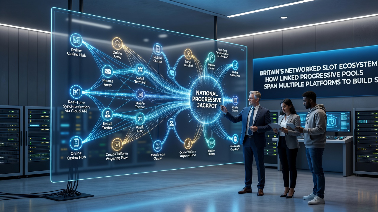 Network visualization of shared progressive prize funds spanning British slot platforms