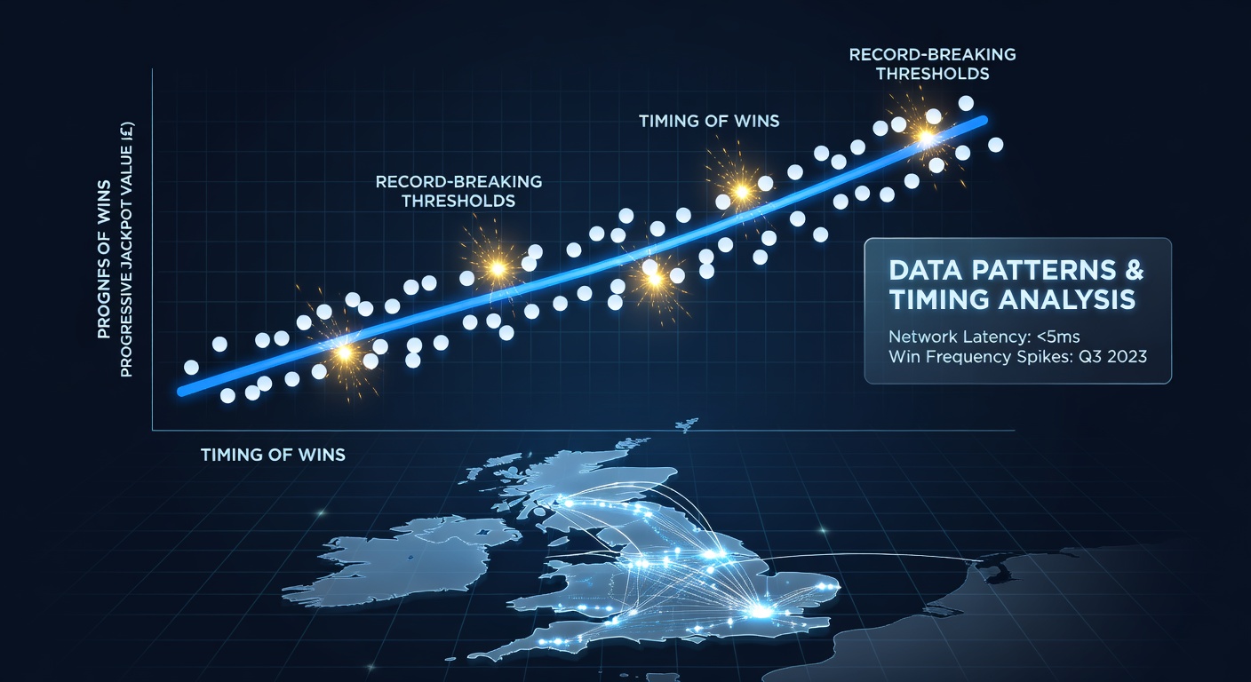 Data visualization charts showing progressive jackpot timing trends on UK slot networks