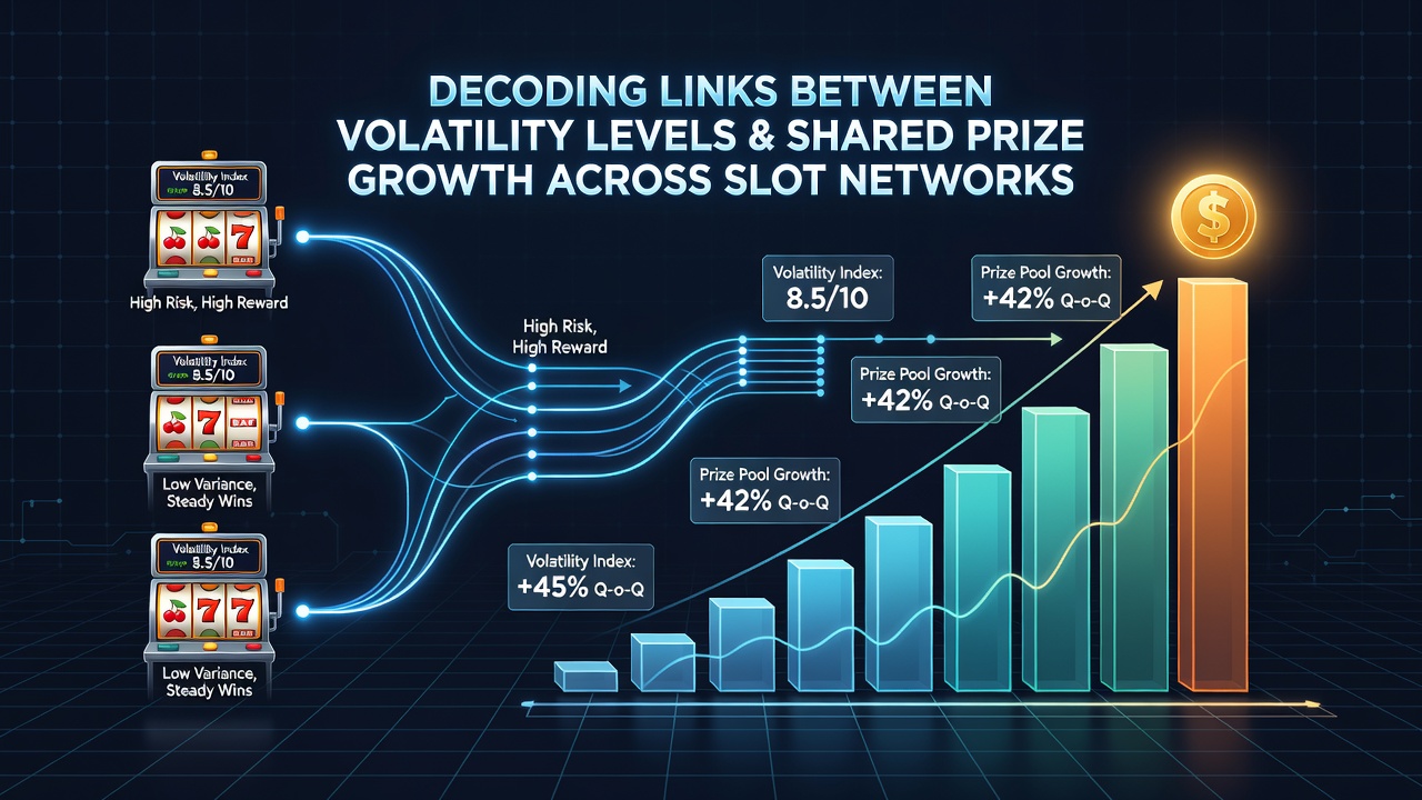 Data visualizations and charts illustrating volatility levels correlated with progressive prize pool growth rates