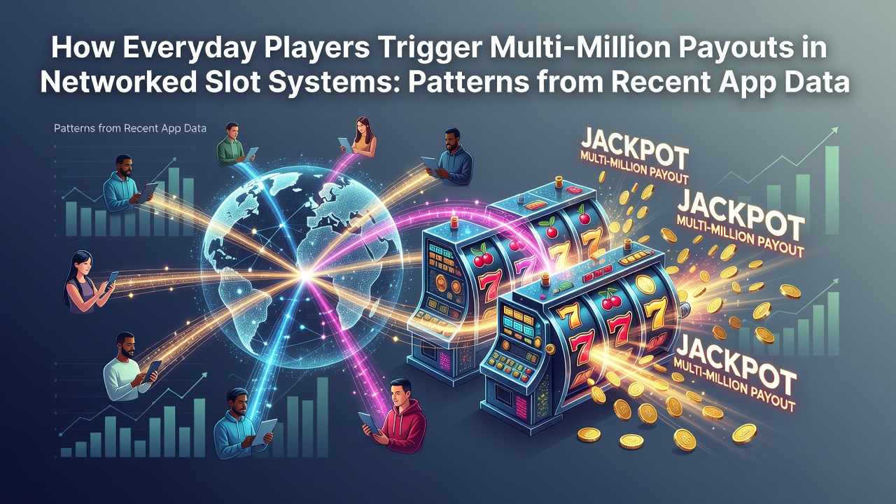 Networked slot systems displaying payout patterns from mobile app data