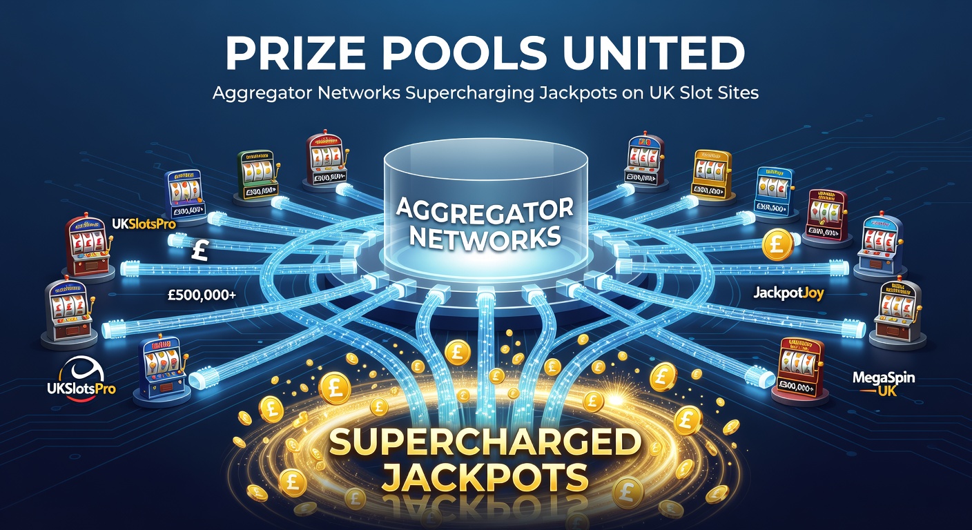 Screenshot of a Prize Pools United dashboard displaying interconnected jackpot meters from various UK slot sites, with payout history and real-time stats highlighted