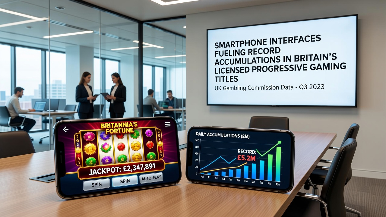Close-up of smartphone showing live progressive jackpot meter during gameplay