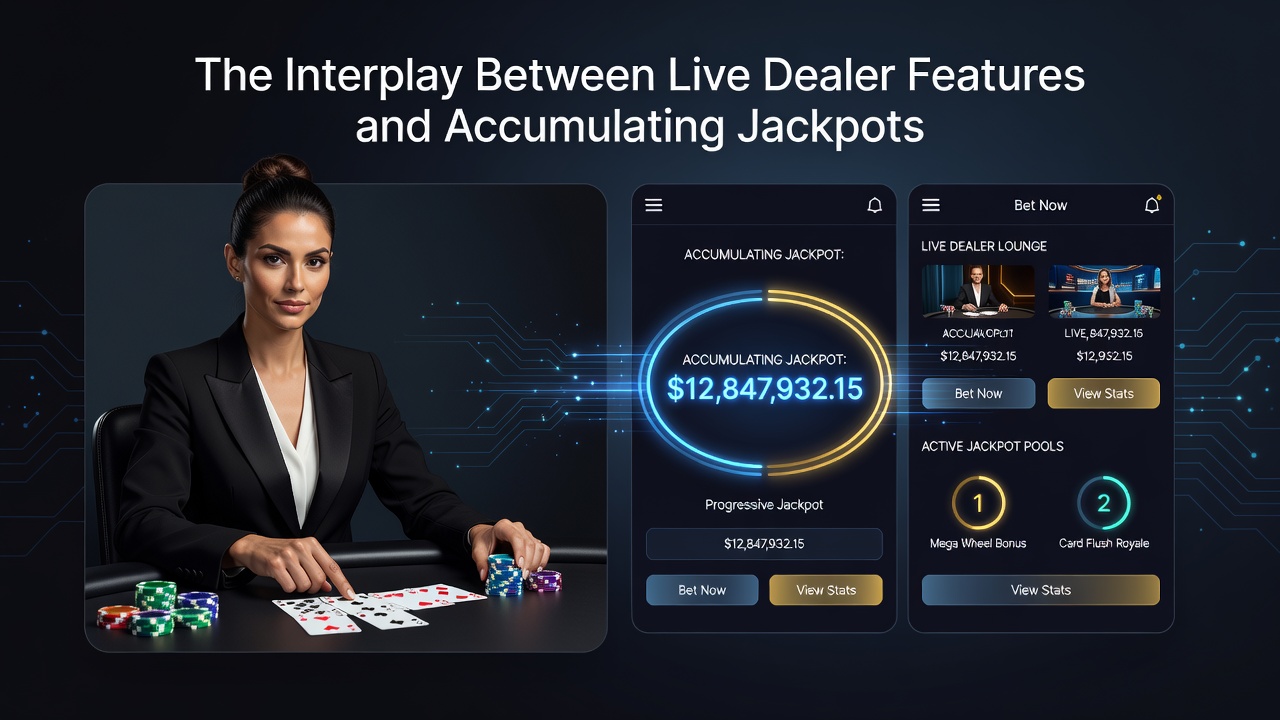 Mobile screen displaying a live dealer table with an overlay of a growing progressive jackpot total during active gameplay