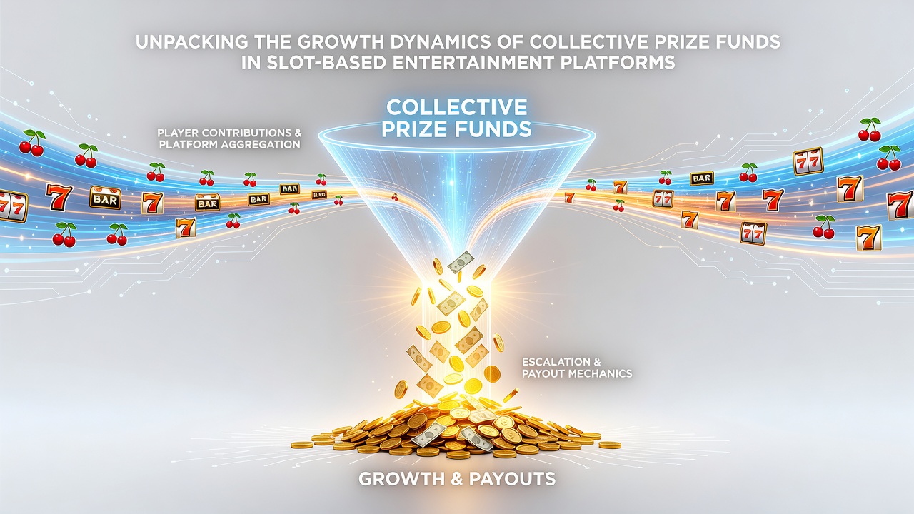 Illustration of networked slot machines contributing to shared prize funds in real time